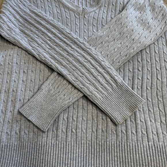 KIM ROGERS Sz M  Blue‎ 100% Cotton Pullover V-Neck Sweater Top Cable-Knit - Picture 15 of 16